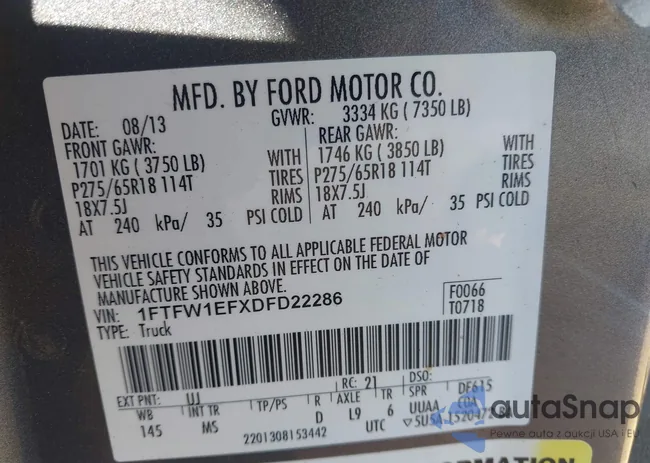 1FTFW1EFXDFD22286: 43521653