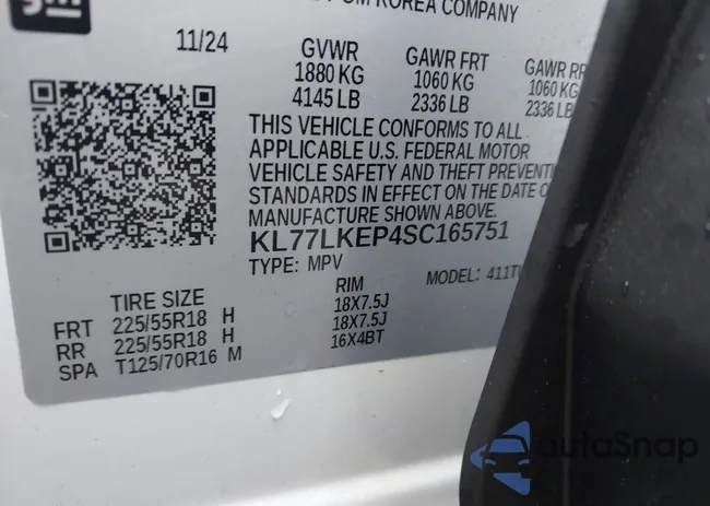 KL77LKEP4SC165751: 43521780