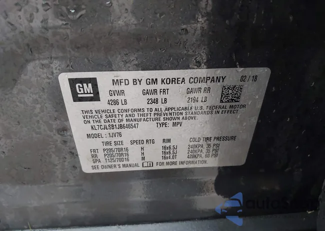 KL7CJLSB1JB646547: 43521795