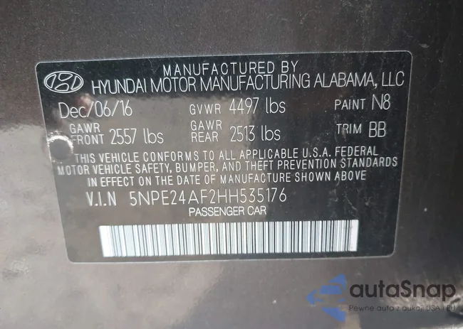 5NPE24AF2HH535176: 43521843