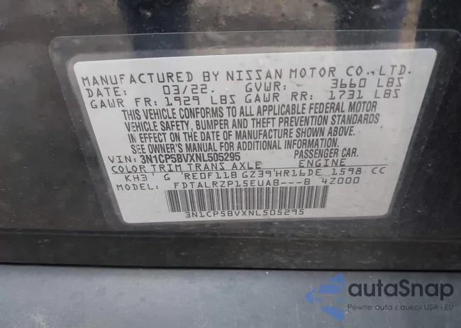 3N1CP5BVXNL505295: 43521859