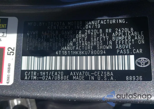 4T1B11HK8KU780094: 43521866