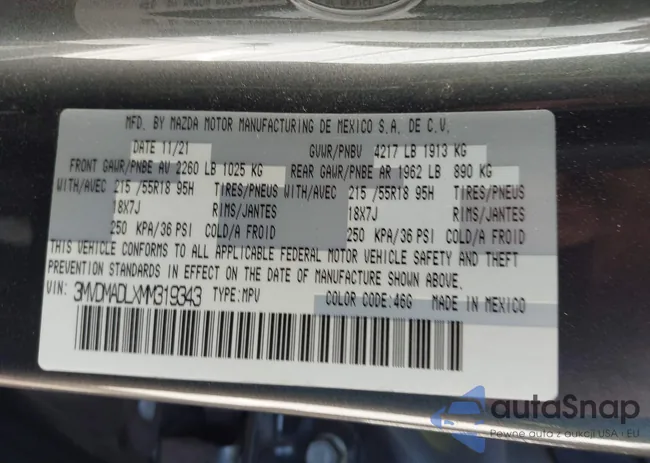 3MVDMADLXMM319343: 43521871