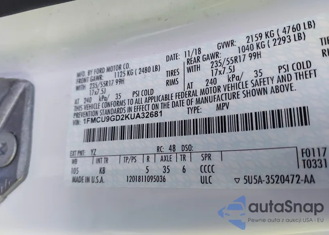 1FMCU9GD2KUA32681: 43521918