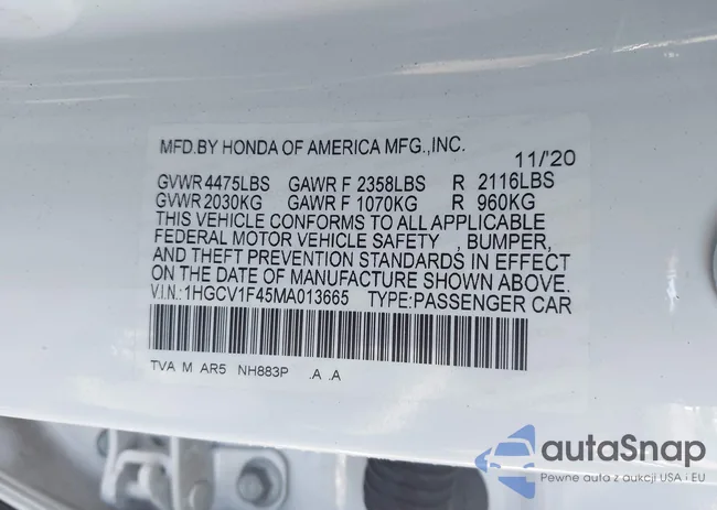 1HGCV1F45MA013665: 43521964