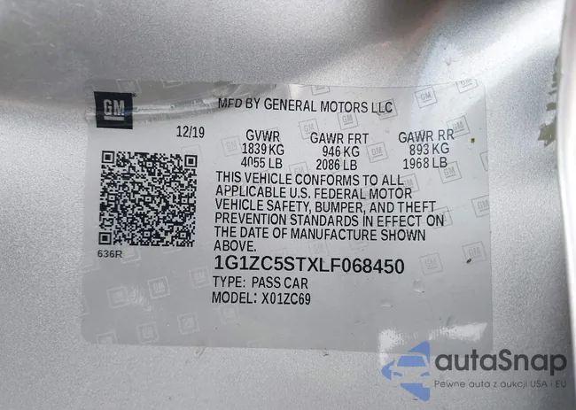 1G1ZC5STXLF068450: 43521029