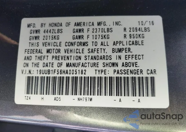 19UUB1F56HA005182: 43521073