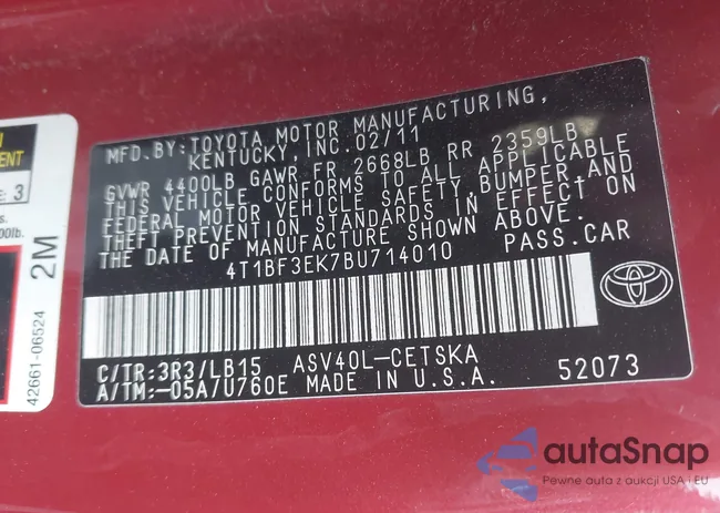 4T1BF3EK7BU714010: 43521095