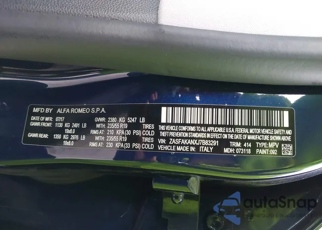 ZASFAKANXJ7B83291: 43521135