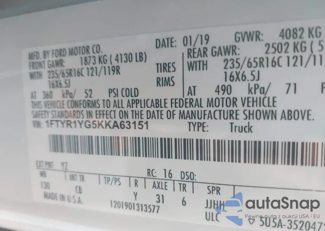 1FTYR1YG5KKA63151: 43521185