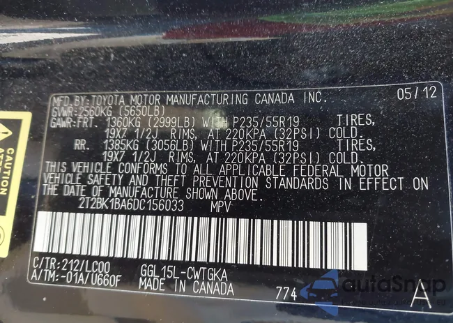 2T2BK1BA6DC156033: 43521208