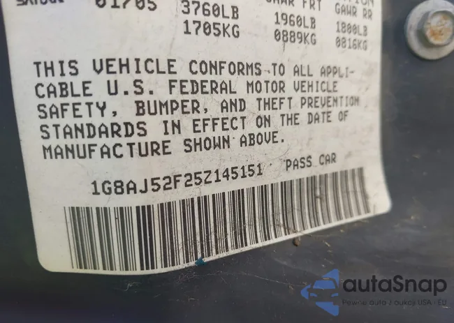 1G8AJ52F25Z145151: 43521334