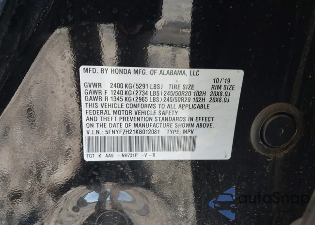 5FNYF7H21KB012081: 43521397