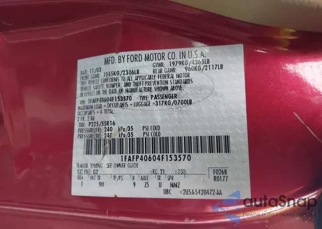 1FAFP40604F153570: 43522452