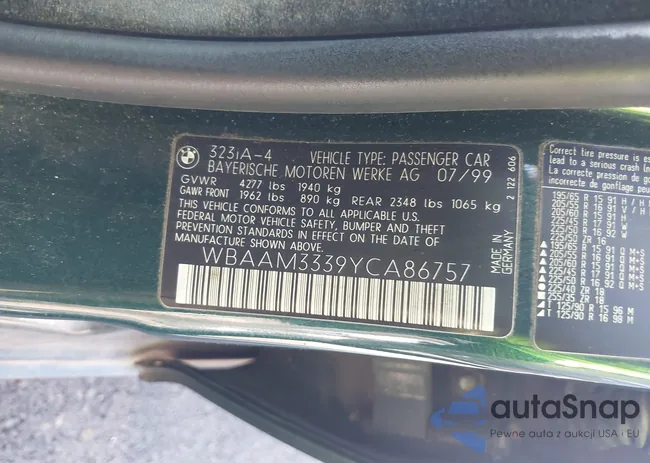 WBAAM3339YCA86757: 43522479