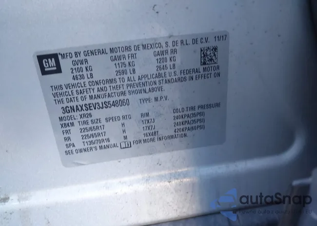 3GNAXSEV3JS548060: 43522555