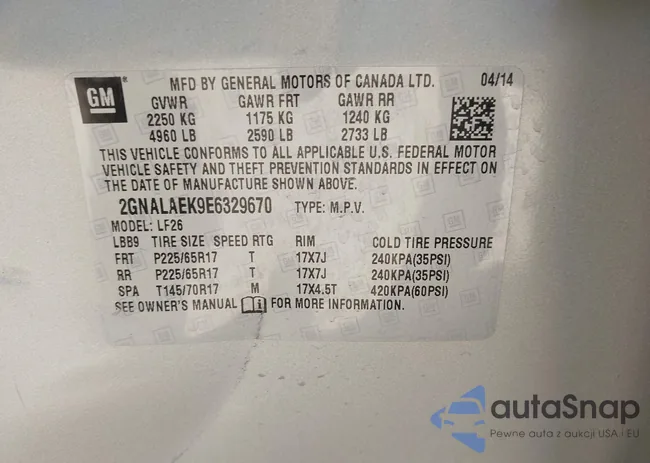 2GNALAEK9E6329670: 43522722