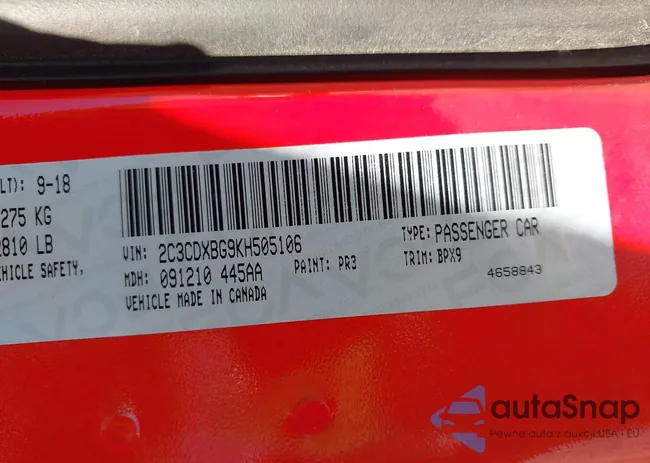 2C3CDXBG9KH505106: 43522769