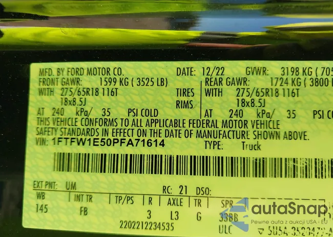 1FTFW1E50PFA71614: 43522009