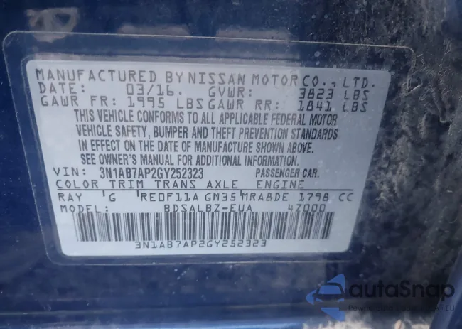 3N1AB7AP2GY252323: 43522242