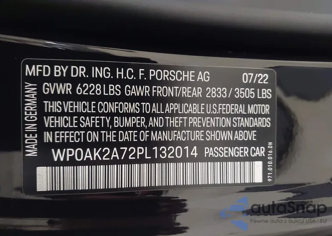 WP0AK2A72PL132014: 43522326