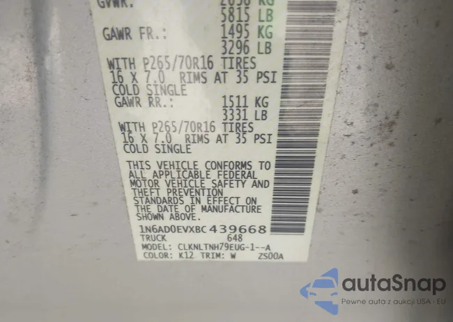 1N6AD0EVXBC439668: 43523402