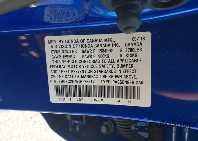 2HGFC2F75JH596917: 43523509