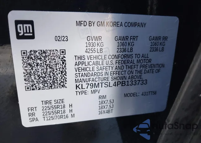 KL79MTSL4PB133733: 43523763