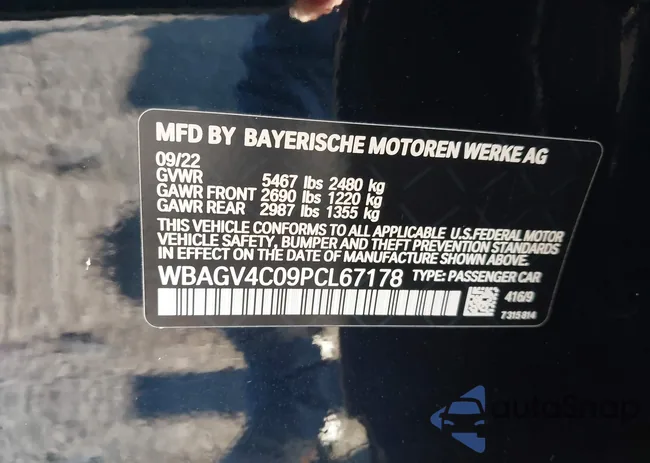 WBAGV4C09PCL67178: 43523811