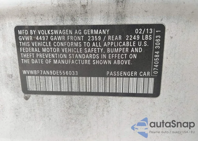 WVWBP7AN9DE556033: 43523863