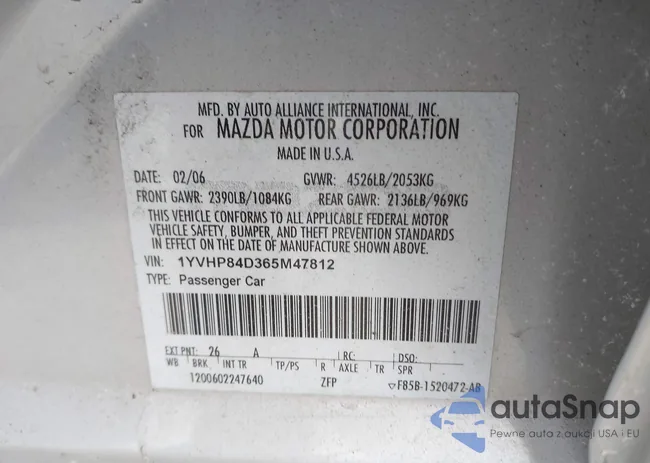 1YVHP84D365M47812: 43523976