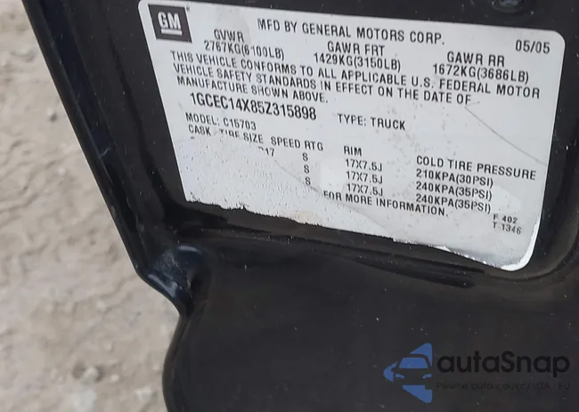 1GCEC14X85Z315898: 43523090