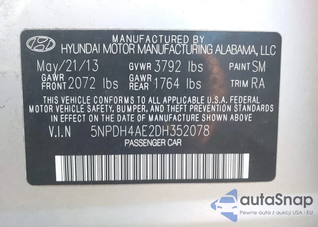 5NPDH4AE2DH352078: 43523117