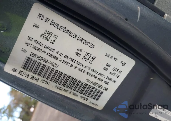 2B3KA53H36H148217: 43523127