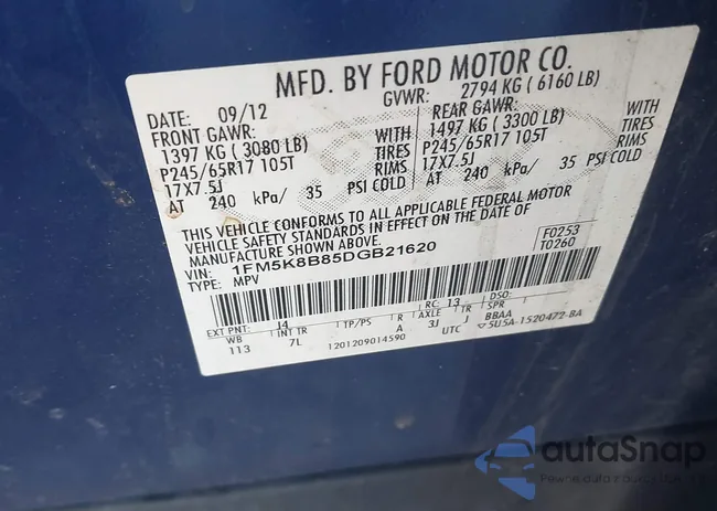 1FM5K8B85DGB21620: 43523158