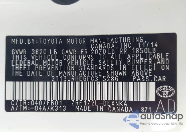 2T1BURHE6FC315286: 43523391