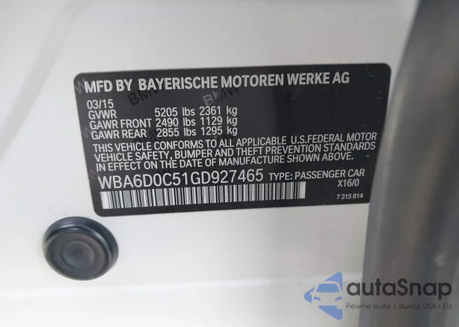 WBA6D0C51GD927465: 43524499