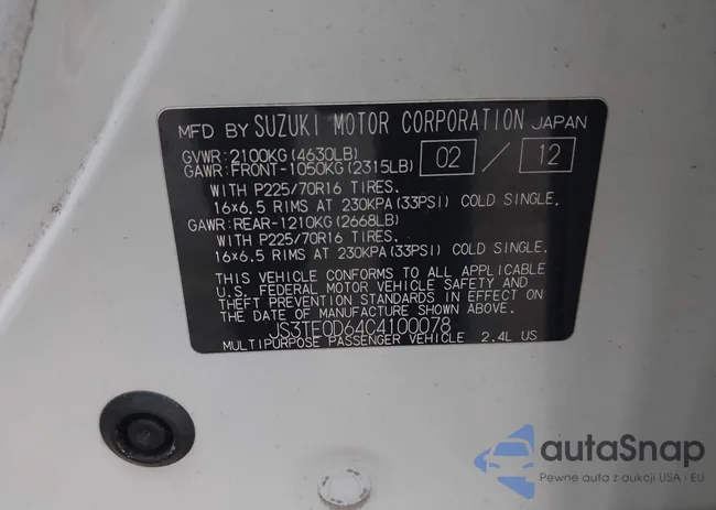 JS3TE0D64C4100078: 43524511