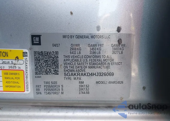 5GAKRAKD4HJ326069: 43524518