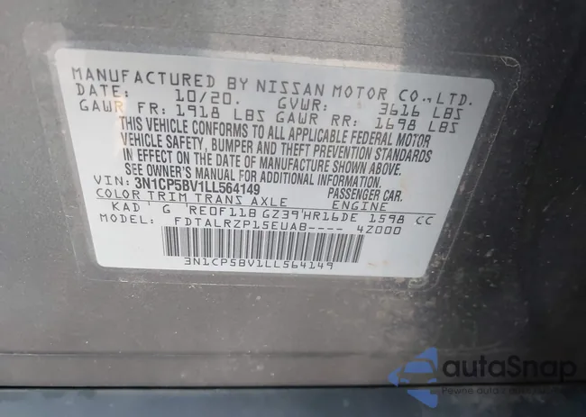 3N1CP5BV1LL564149: 43524600