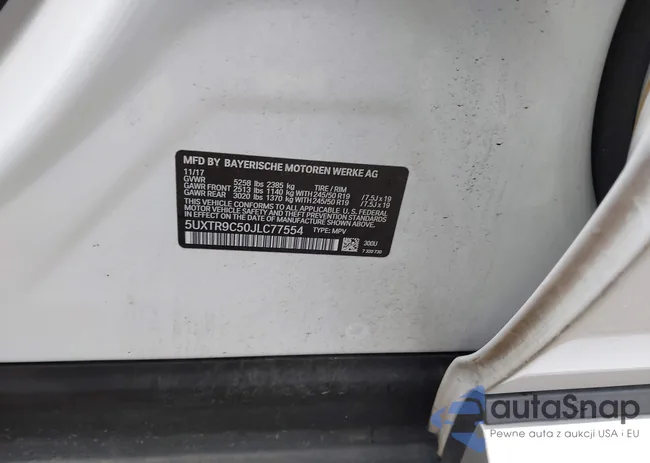 5UXTR9C50JLC77554: 43524647