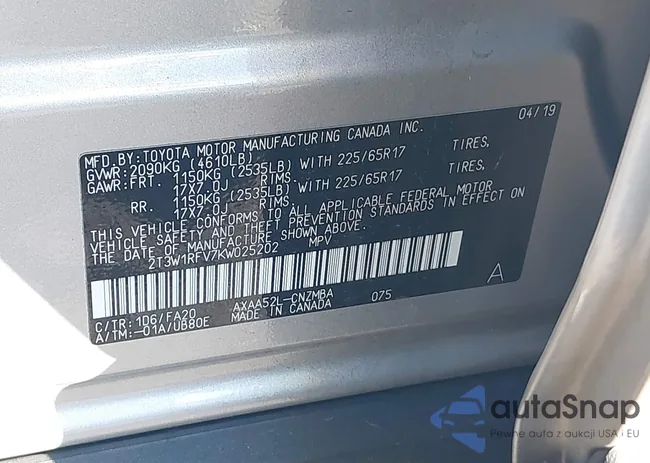 2T3W1RFV7KW025202: 43524649