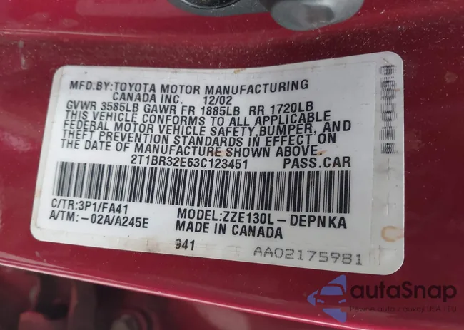 2T1BR32E63C123451: 43524655