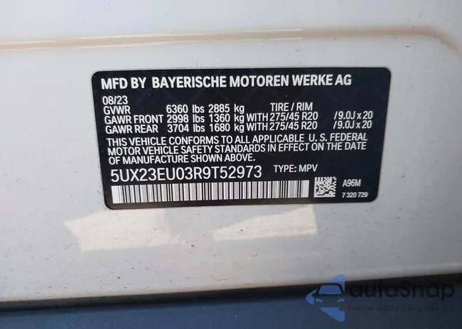 5UX23EU03R9T52973: 43524700