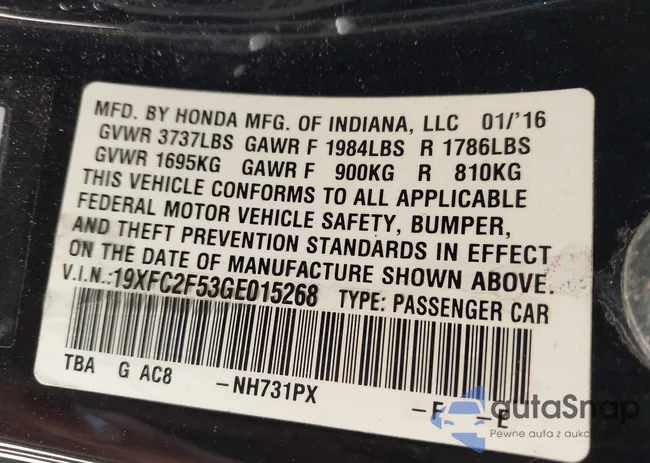 19XFC2F53GE015268: 43524740