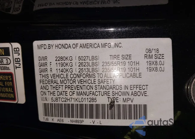 5J8TC2H71KL011285: 43524764