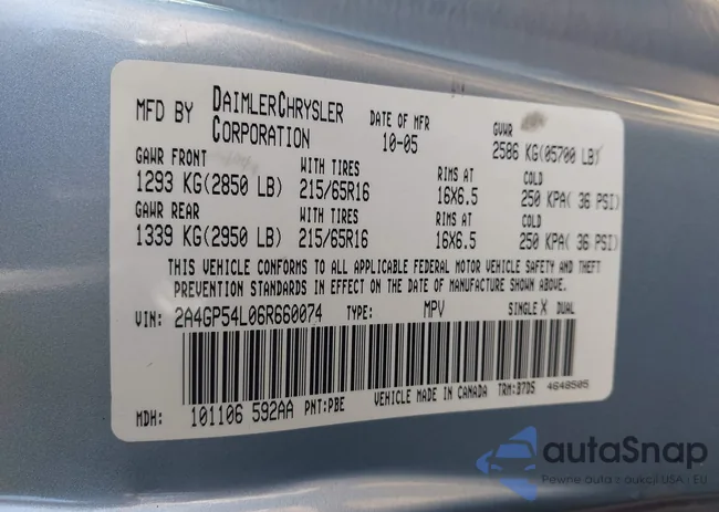 2A4GP54L06R660074: 43524861