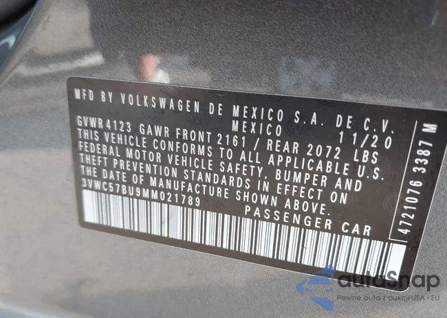 3VWC57BU9MM021789: 43524984