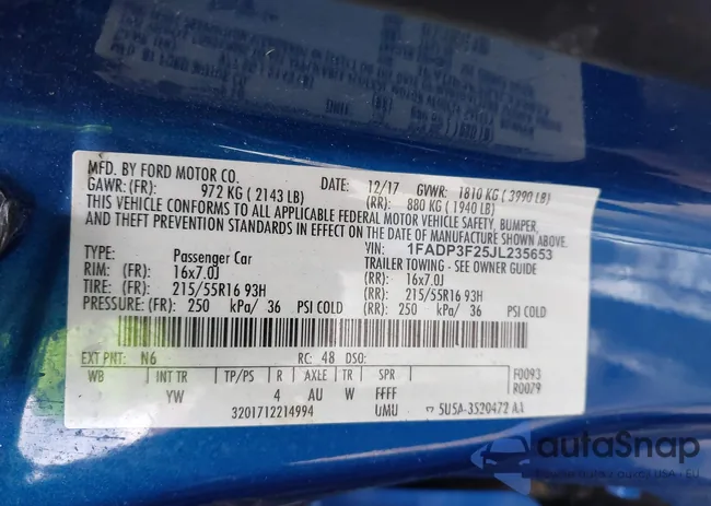 1FADP3F25JL235653: 43524046