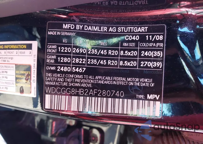 WDCGG8HB2AF280740: 43524145